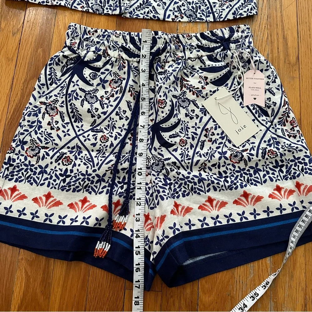 Joie boho batik print pattern linen blend shorts and top set, NWT